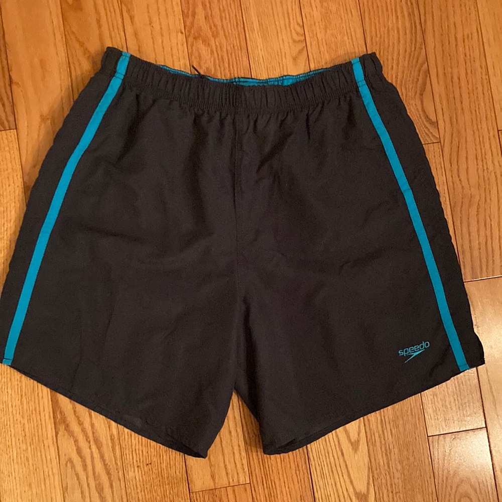Mens Speedo black swim trunks